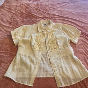 Linen Blouse Yellow Like New / Never Worn